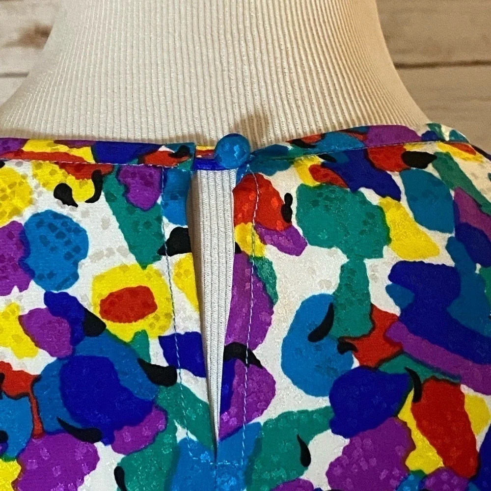 Vintage Talbots bright multicolored short sleeve blouse Size 12